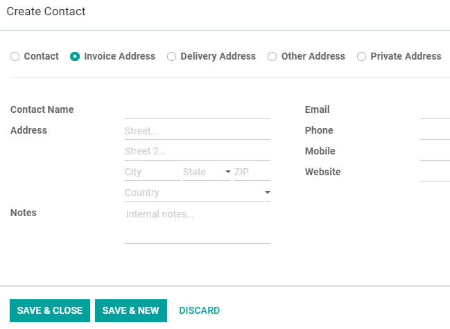 How to add addresses from a contact form on CoquiAPPs Sales?