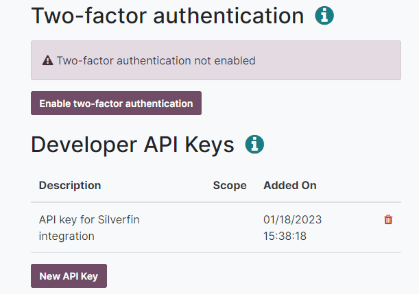 creation of an CoquiAPPs external API key for an CoquiAPPs user