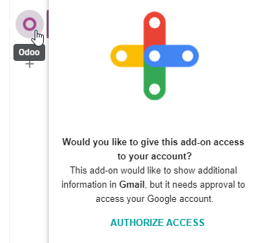 The Authorize Access button in the right sidebar of the CoquiAPPs plugin panel.