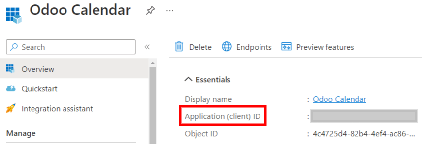 The "Client ID" in the Microsoft Azure portal.