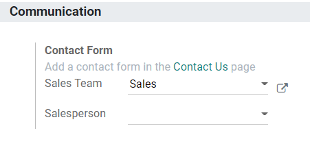 Contact Form settings
