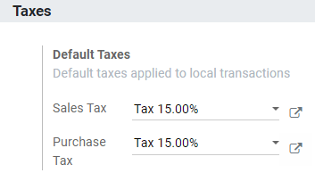 Define which taxes to use by default on CoquiAPPs