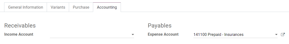 Change of the Expense Account for a product in CoquiAPPs