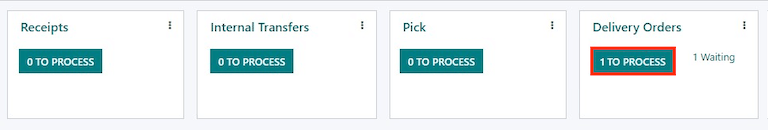 The delivery order can be seen in the Inventory Kanban view.