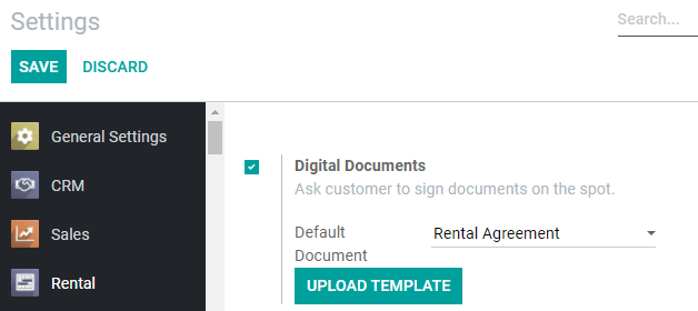 Digital Documents settings in CoquiAPPs Rental