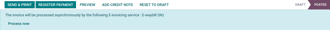 Indian e-Way bill confirmation message
