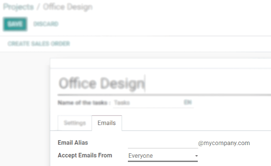 In the settings of your project, define the emails alias under the tab email in CoquiAPPs Project