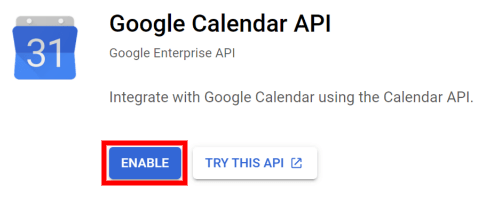 Enable the Google Calendar API.