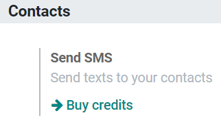 Buying credits for SMS Marketing in CoquiAPPs settings.