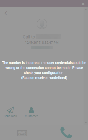"Incorrect Number" error message in the CoquiAPPs softphone