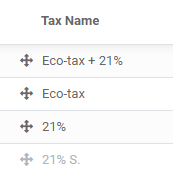 The taxes' sequence in CoquiAPPs determines which tax is applied first