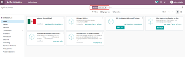 Installation of the Mexican localization module in CoquiAPPs Apps