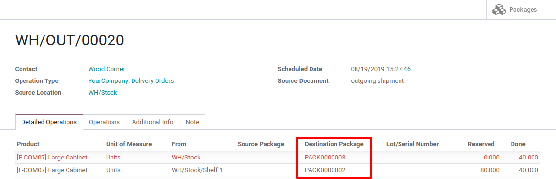 Separate delivery into different packages