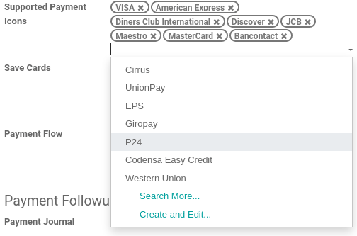 Select and add icons of the payment methods you want to enable