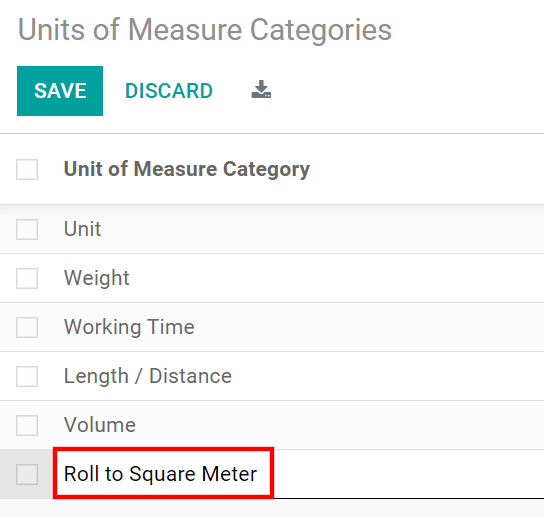 Create a new units of measure category in CoquiAPPs Purchase