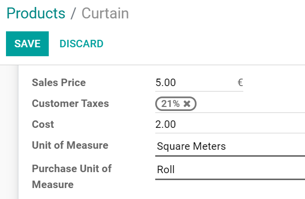 Set a product's units of measure using your own units in CoquiAPPs Purchase