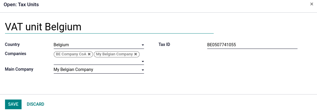 VAT units tab