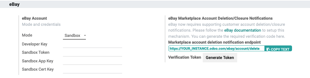 Button to generate an eBay verification token in CoquiAPPs